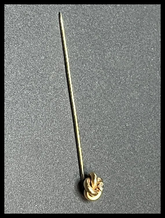 Vintage 10k Gold and Diamond Eternity Stickpin - 7