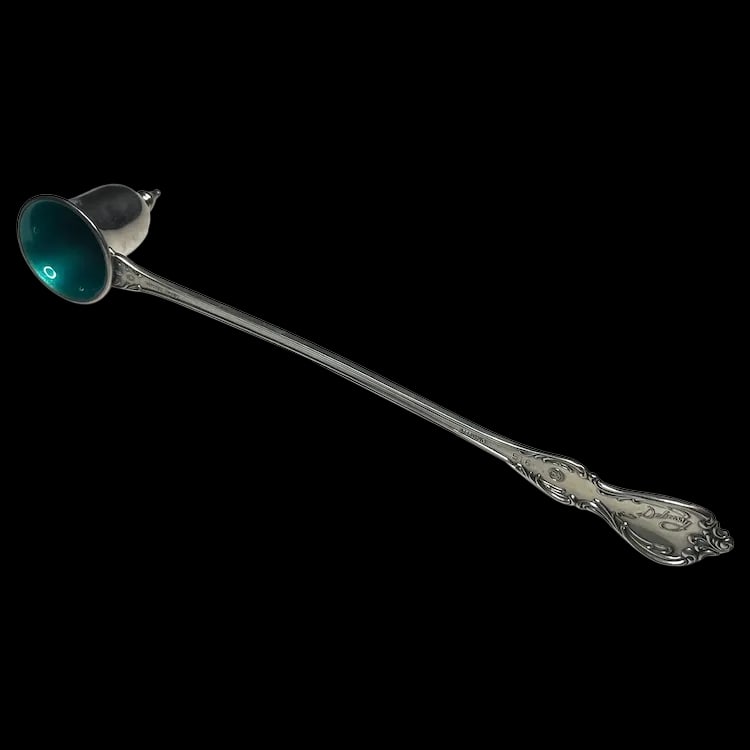 Vintage Sterling Silver Towle 1959 Green Enamel Debussy Candle Snuffer #516 (1 of 7)