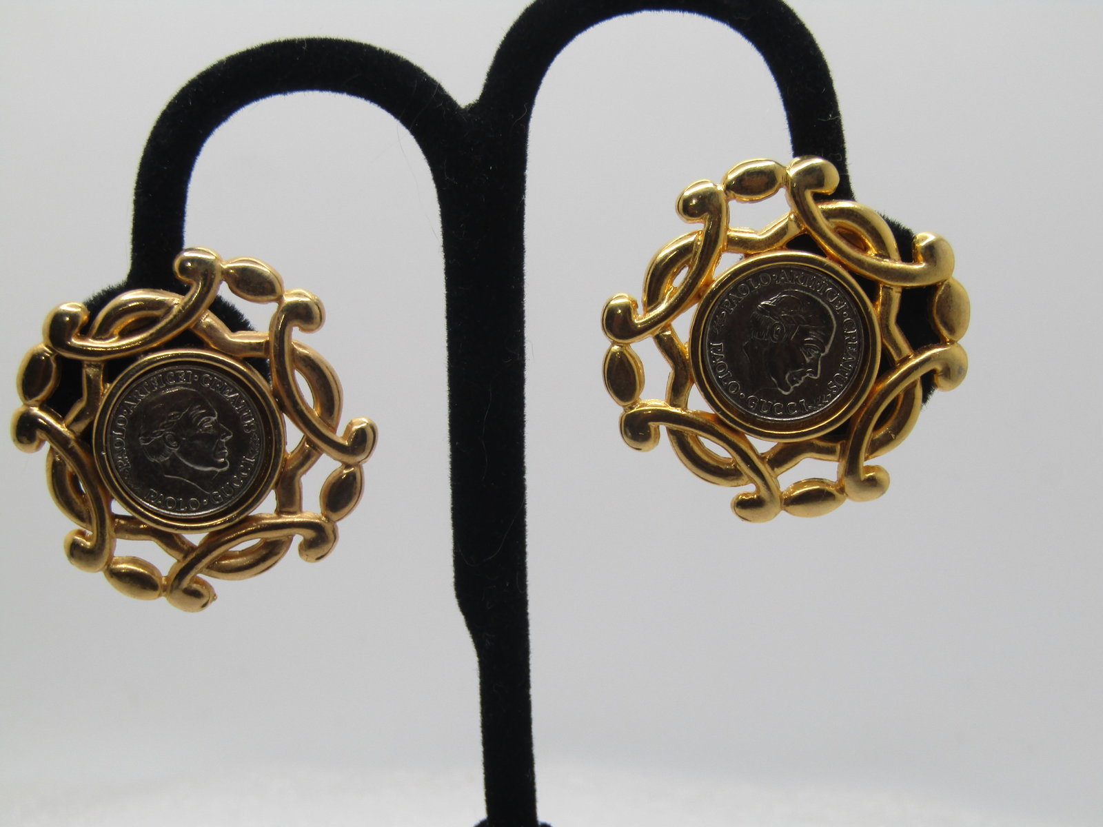Vintage Paolo Guicci Medallion Coin Earrings, Clip, 1980's - 7