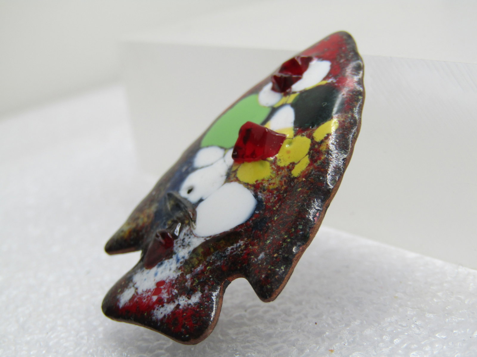 Vintage Enameled Arrowhead Brooch, Copper, Hand Made, 1960's - 2