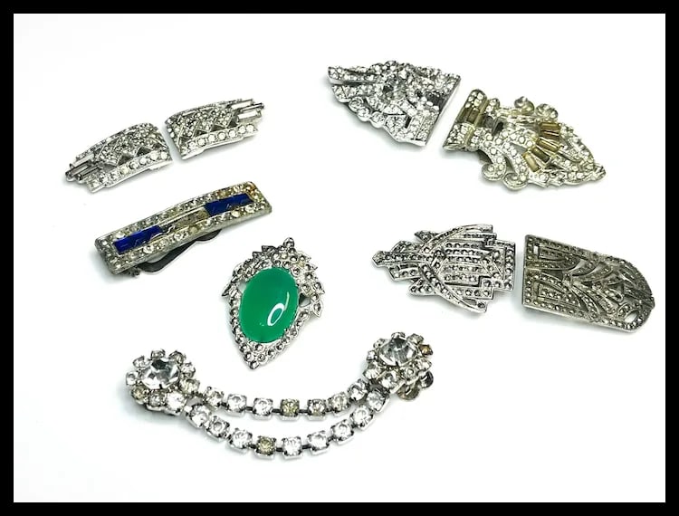 Lot of Vintage Marcasite & Rhinestone Clasps - 2