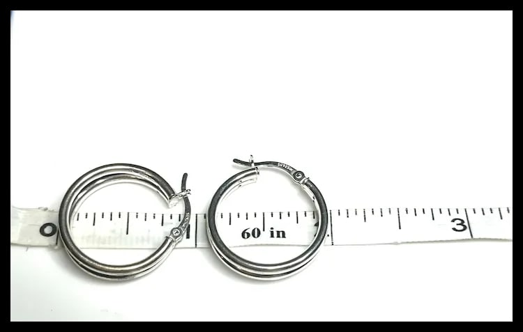 Vintage Double Loop Sterling Silver Hoop Earring - 5