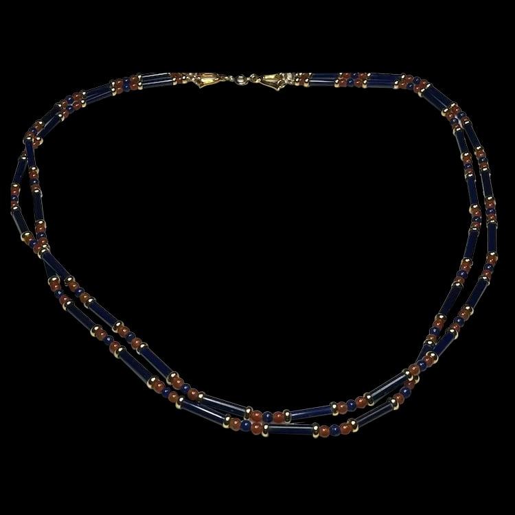 Vintage Beaded Necklace and Earring Set 14k GF (1 of 9)