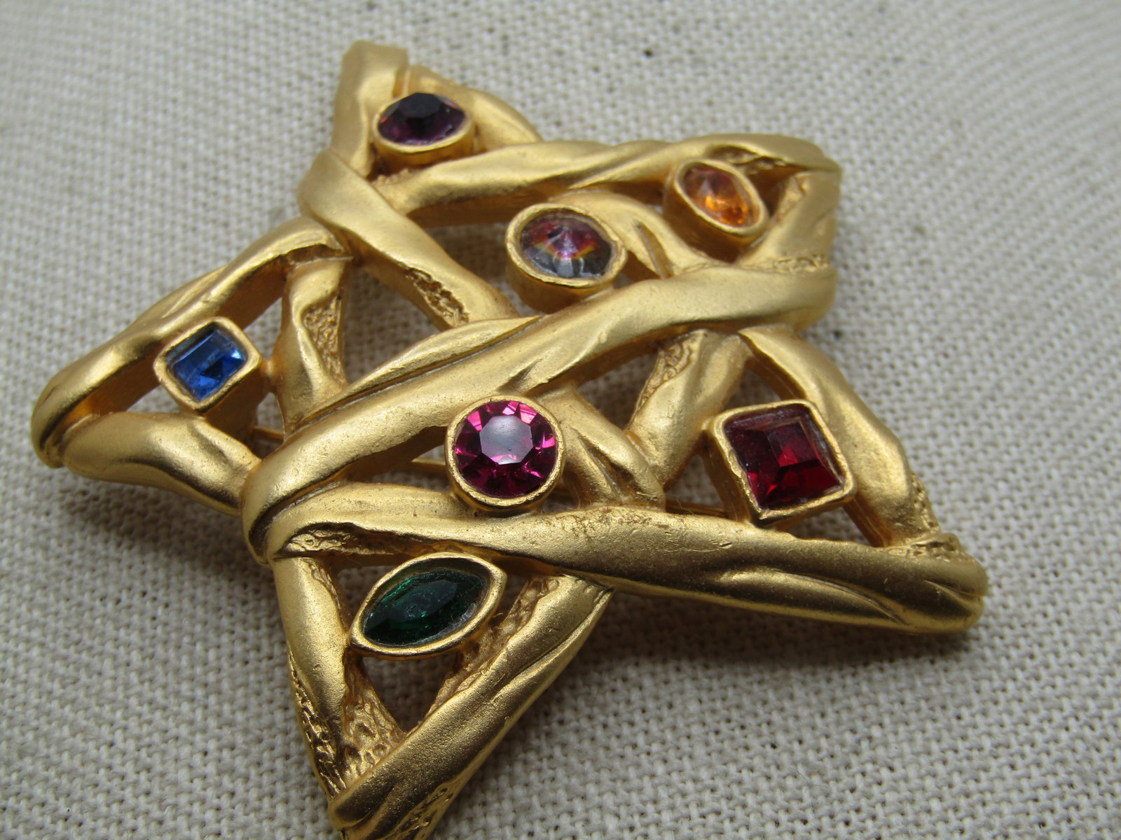 Vintage Large Star & Rhinestone Brooch, 1980's-1990's - 3