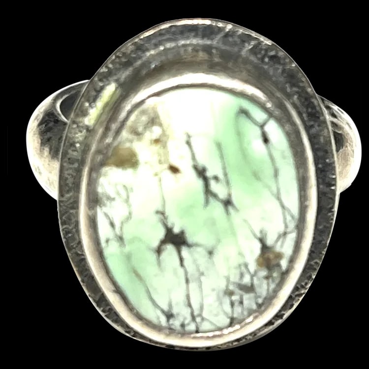 Vintage Olive Bungalow Sterling Silver Turquoise Hand Hammered Ring (1 of 11)