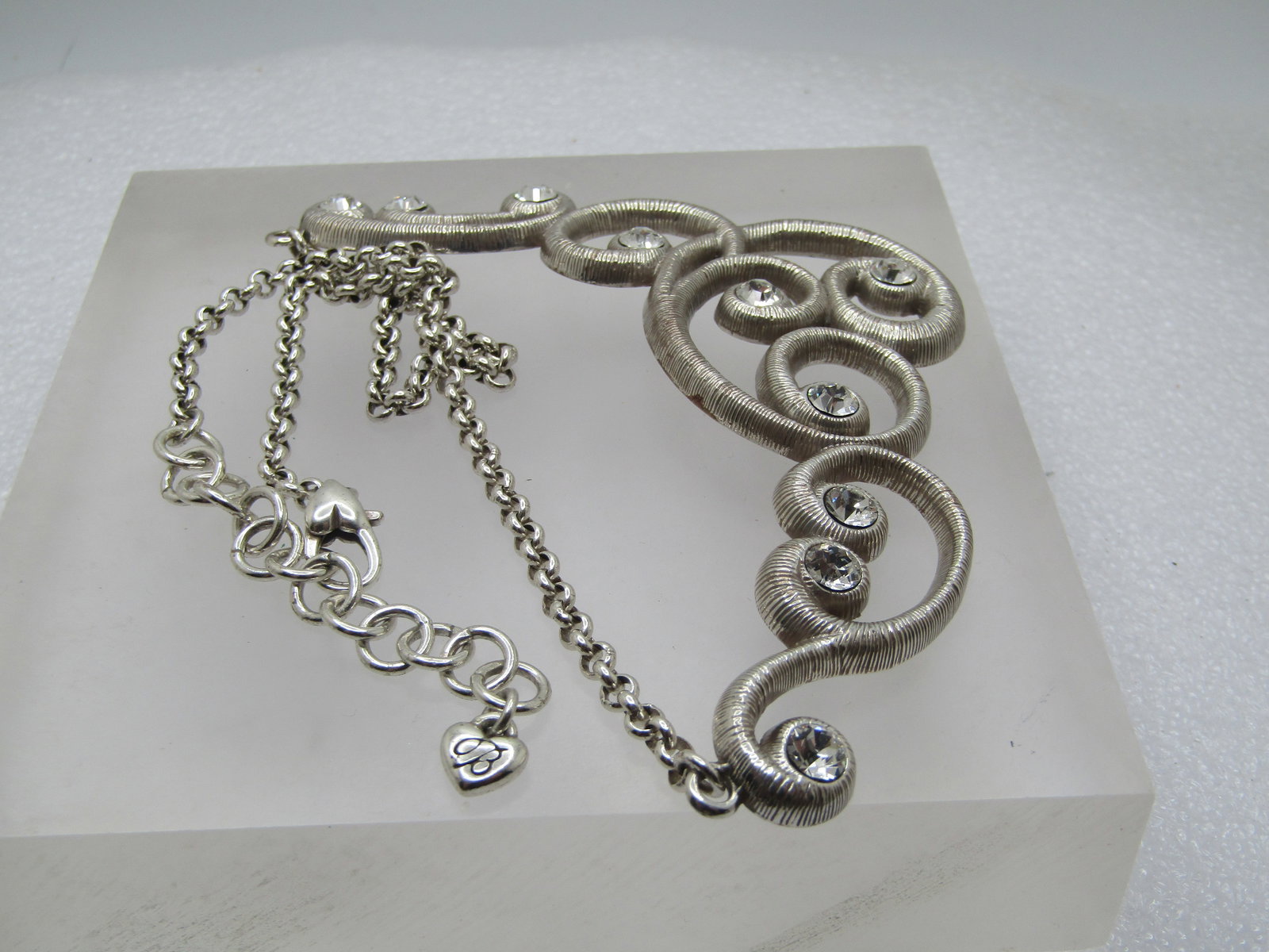 Vintage Brighton Scrolled Rhinestone Bib Necklace, 18", 1980's-1990's - 2