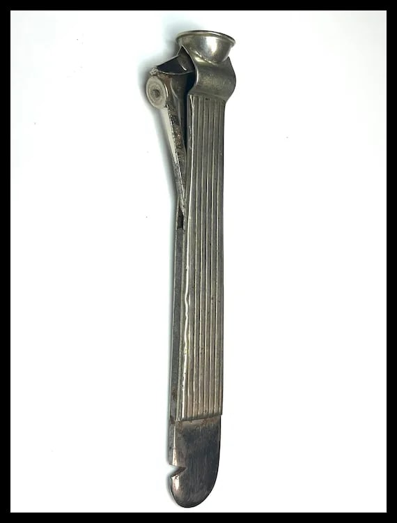 Vintage Silver and Steel Cigar Cutter & Zeus Cigarette Holder - 12