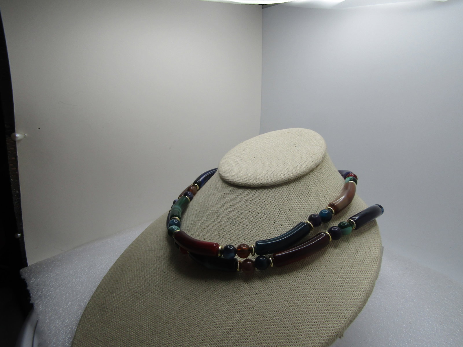 Vintage Faux Agate Necklace, Double Strand, 24", 1970's-1980's - 2