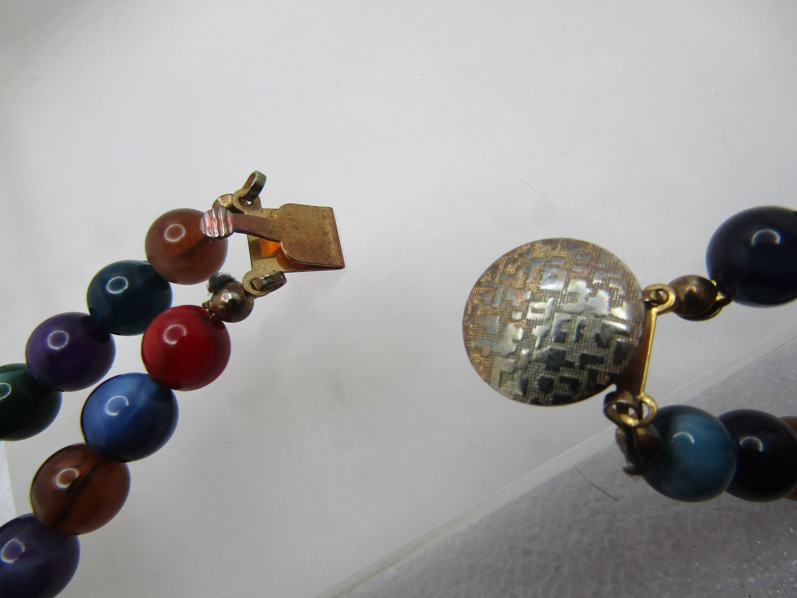 Vintage Faux Agate Necklace, Double Strand, 24", 1970's-1980's - 7