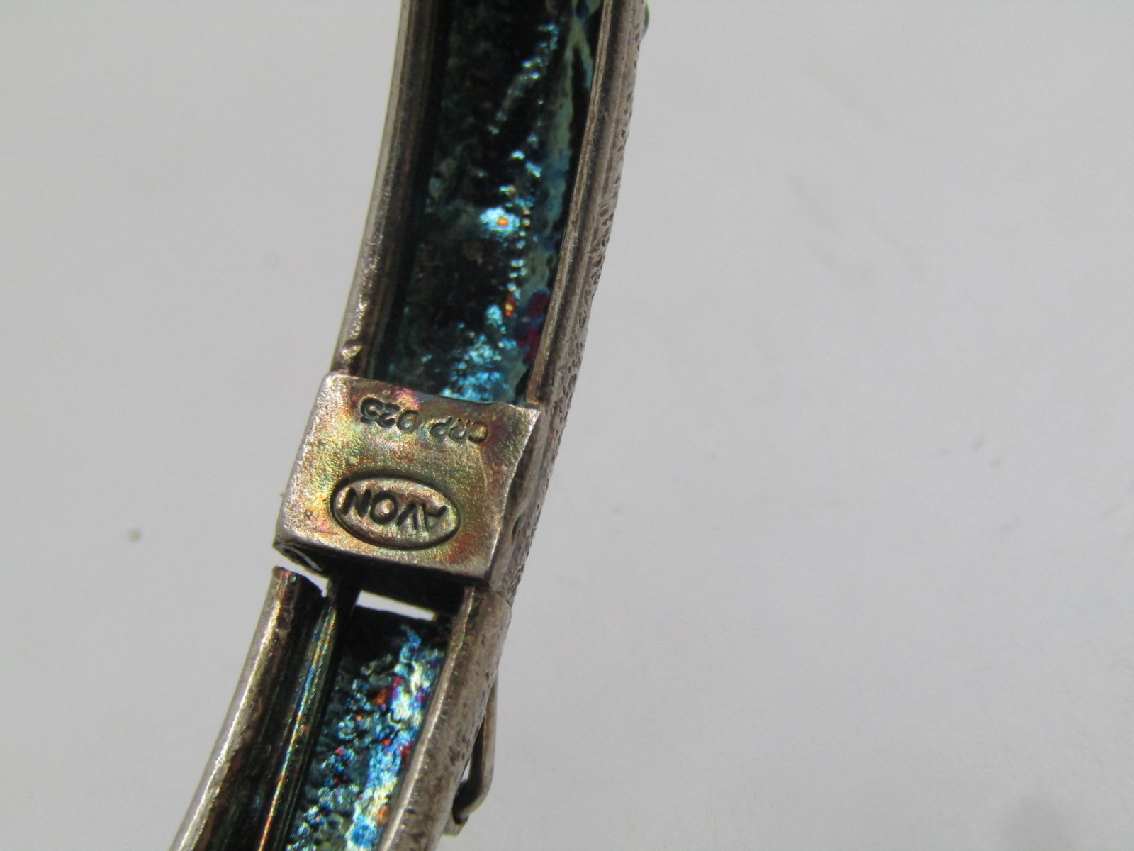 Vintage Avon Sterling Locking Bangle Bracelet. 7.5", Signed - 4