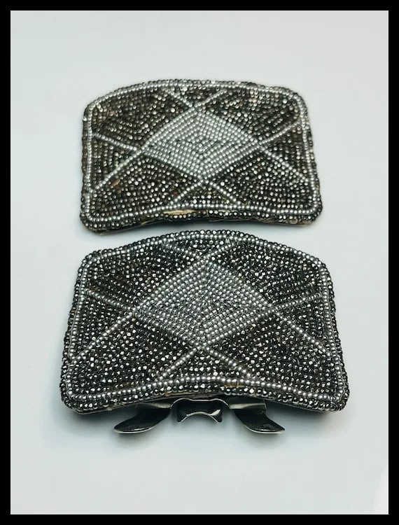 Vintage Beaded Pewter Color Accessories - 3