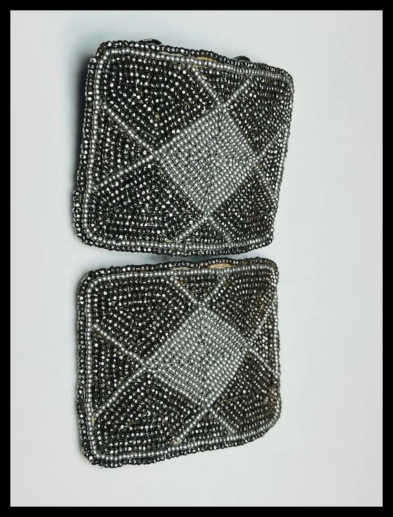 Vintage Beaded Pewter Color Accessories - 4