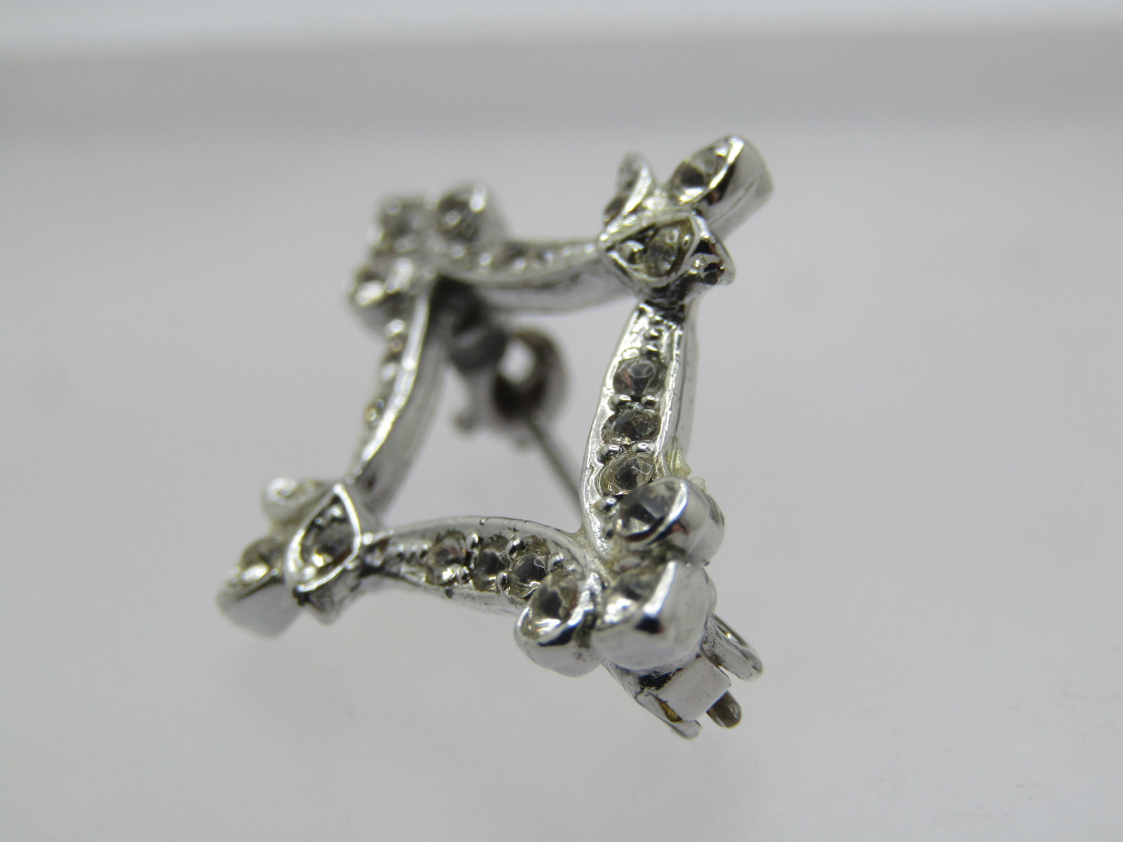 Vintage Rhinestone Open Rhinestone Brooch, Diamond Shape, 1960's - 2