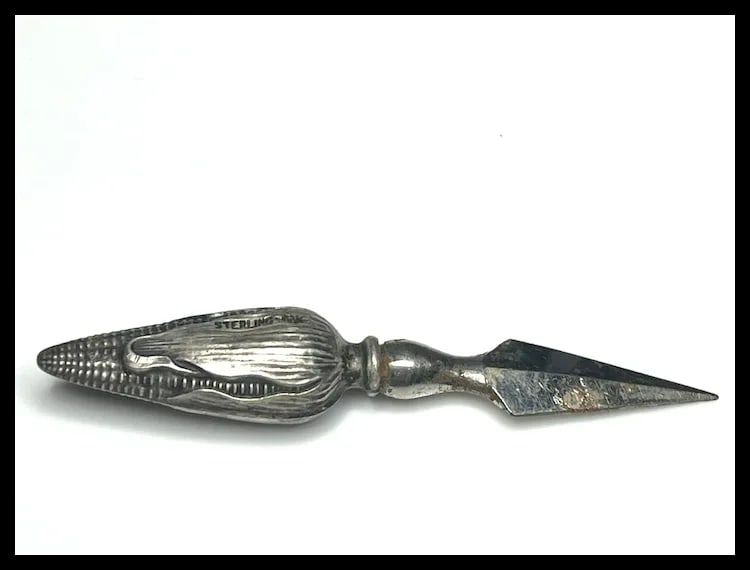 Vintage Sterling Silver Corn and the Cobb Holder - 2