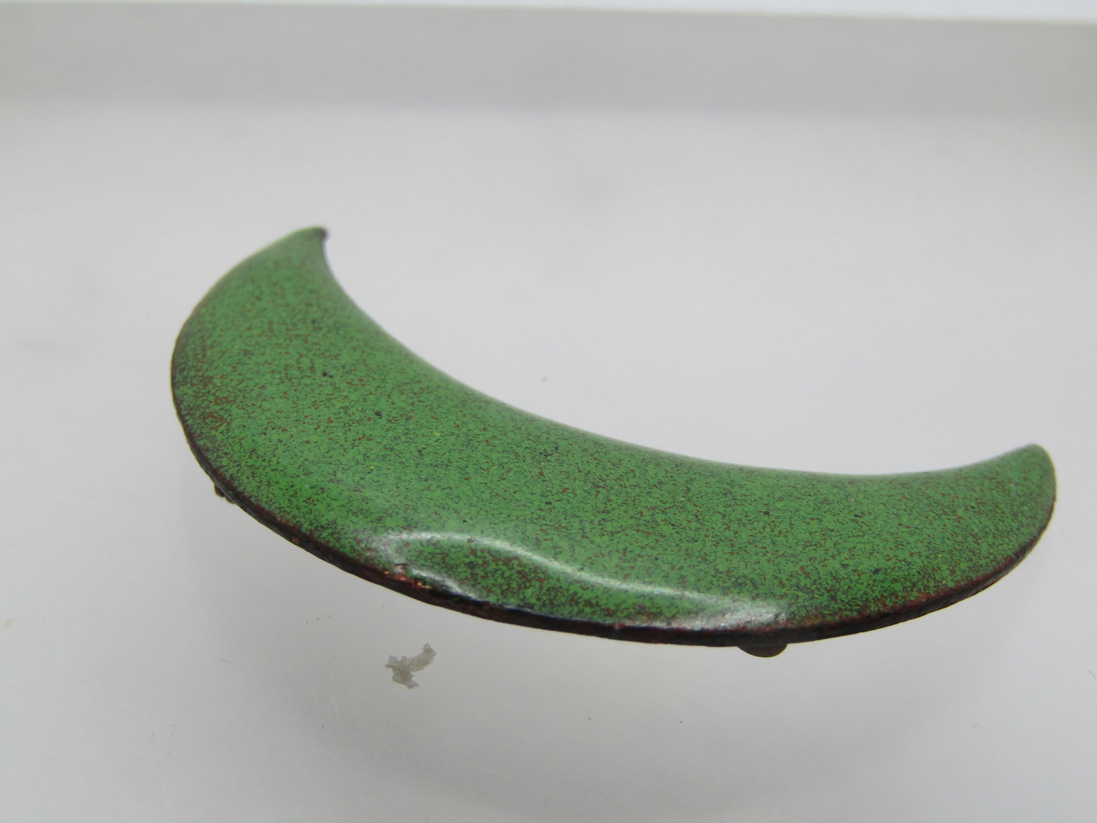 Vintage Green Enameled Copper Moon Brooch, Cresent, 1960's - 2