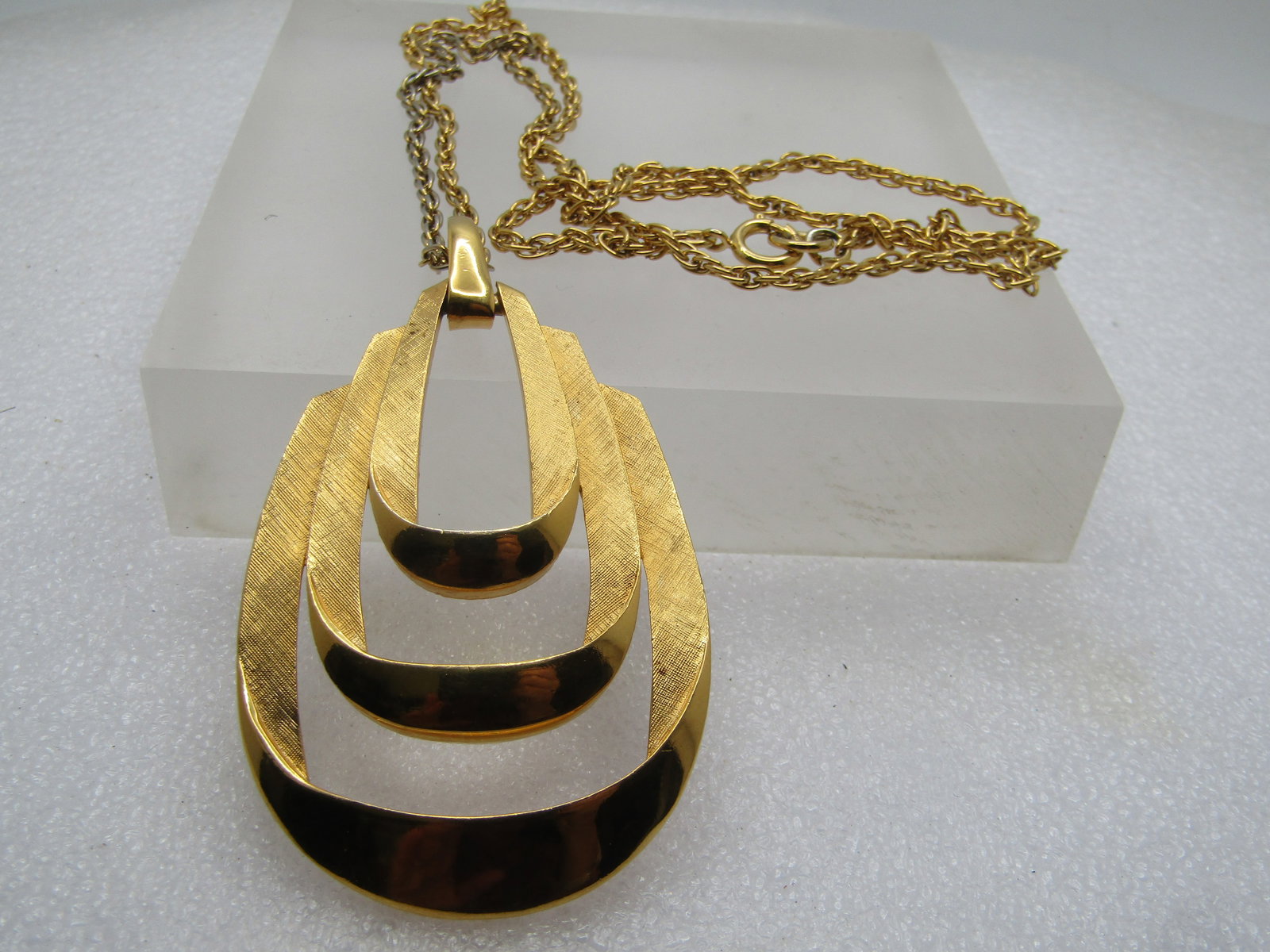 Vintage Crown Trifari Looped Pendant Necklace, 28", 1960's-1970's - 5
