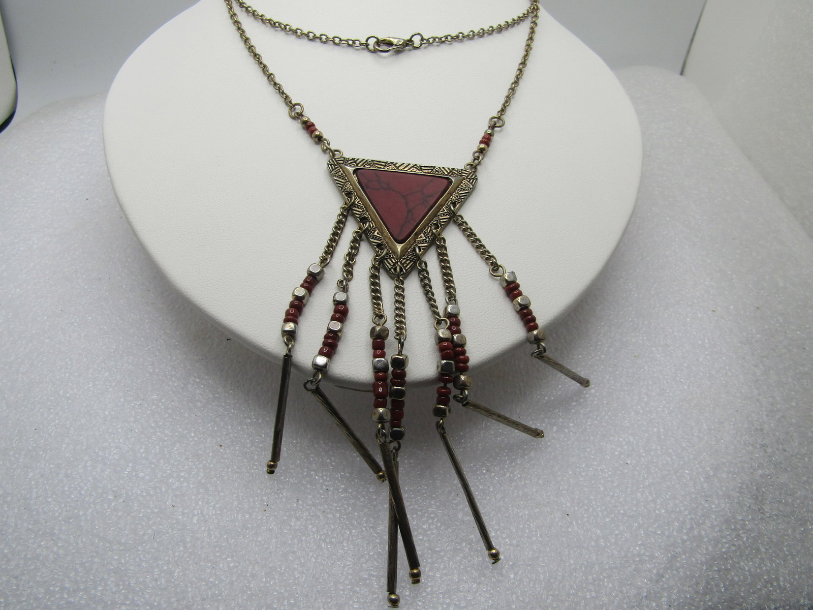 Vintage Faux Brown Agate Necklace, Long Dangles, 30", 1980's-1990's - 2