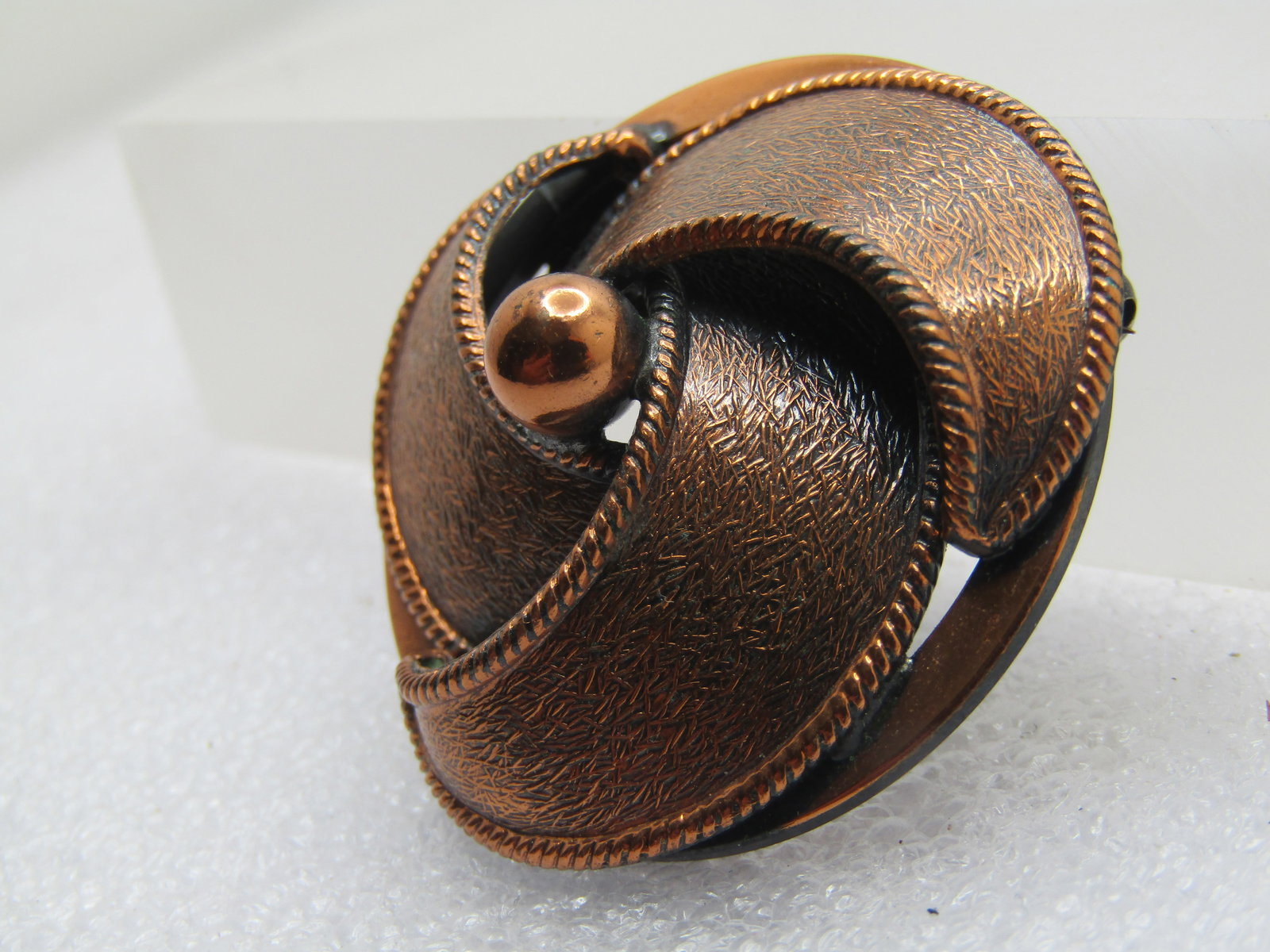 Vintage Copper Domed Spiral Brooch, 1960's-1970's - 2