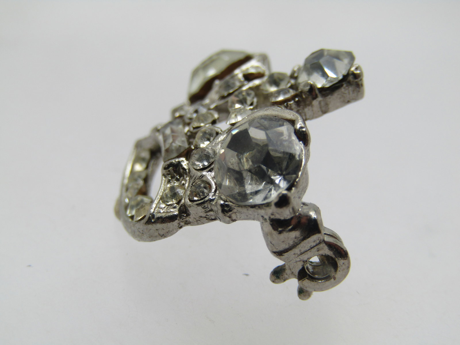 Vintage Clear Rhinestone Crown Brooch, 1940's-1950's - 2