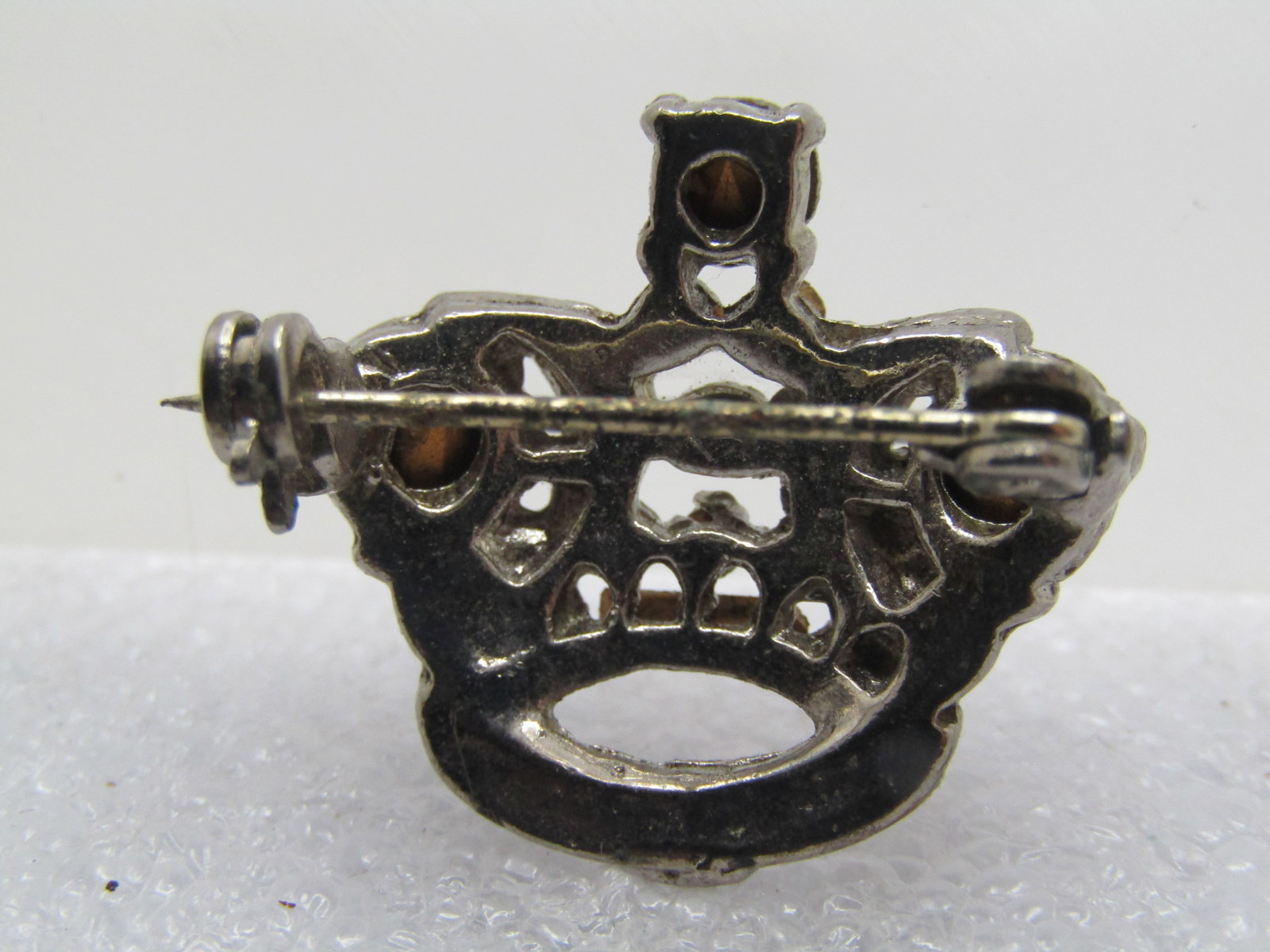 Vintage Clear Rhinestone Crown Brooch, 1940's-1950's - 4