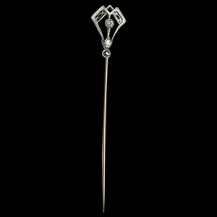 Victorian 14k Gold and Diamond Filigree Stickpin (1 of 8)