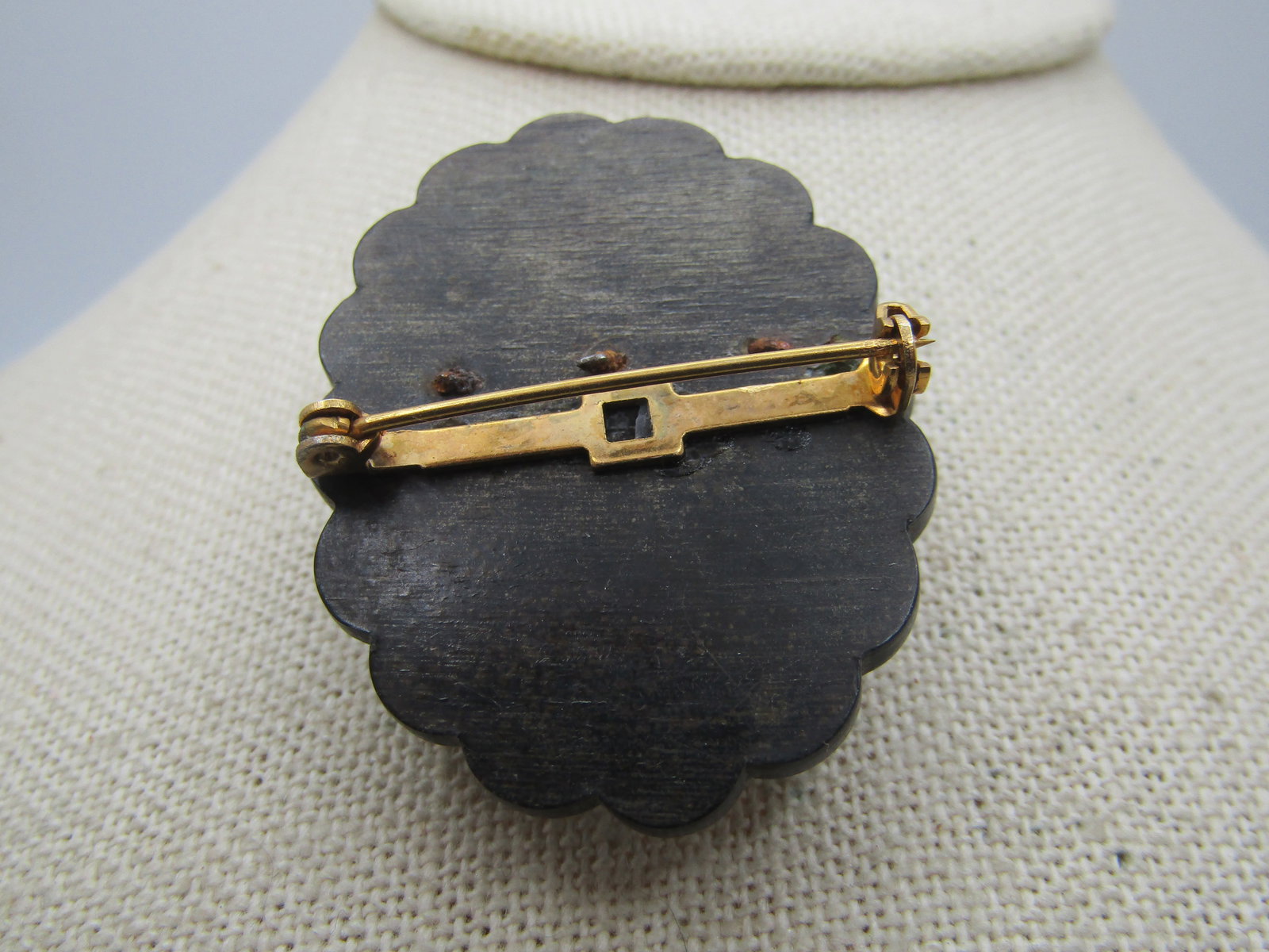 Vintage Black Cross, Floral Star Brooch, Wood, 1940's-1950's possibly earlier, Mourning? - 7