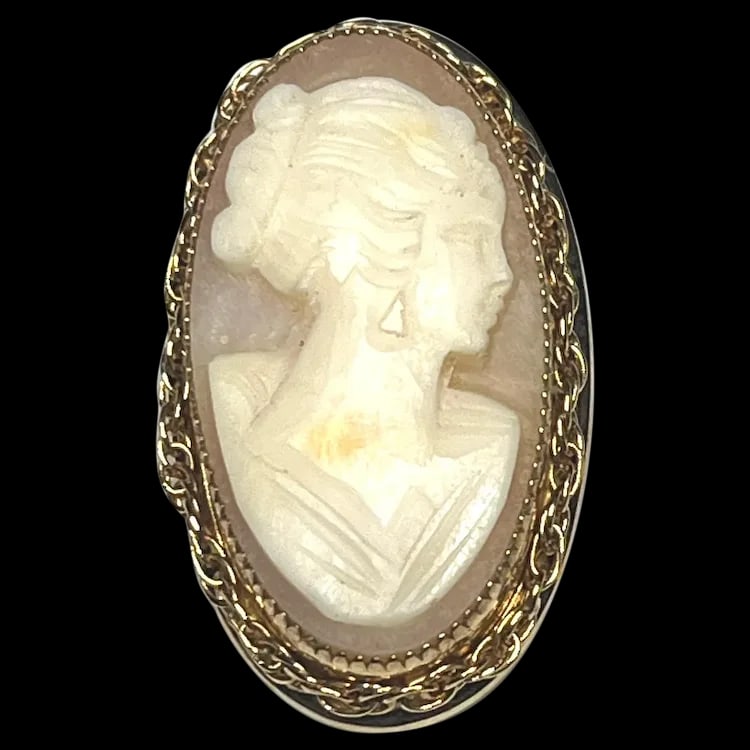 Vintage Oval Shell 12k GP Cameo Brooch/Pin (1 of 9)
