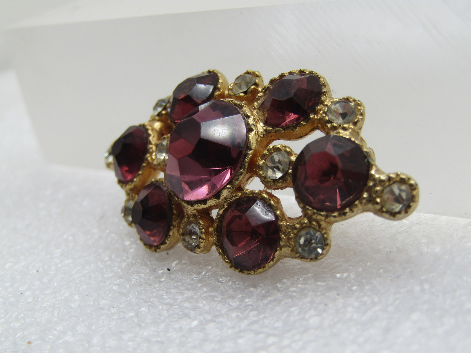 Vintage Purple & Clear Rhinestone Brooch, 1960's-1970's - 2