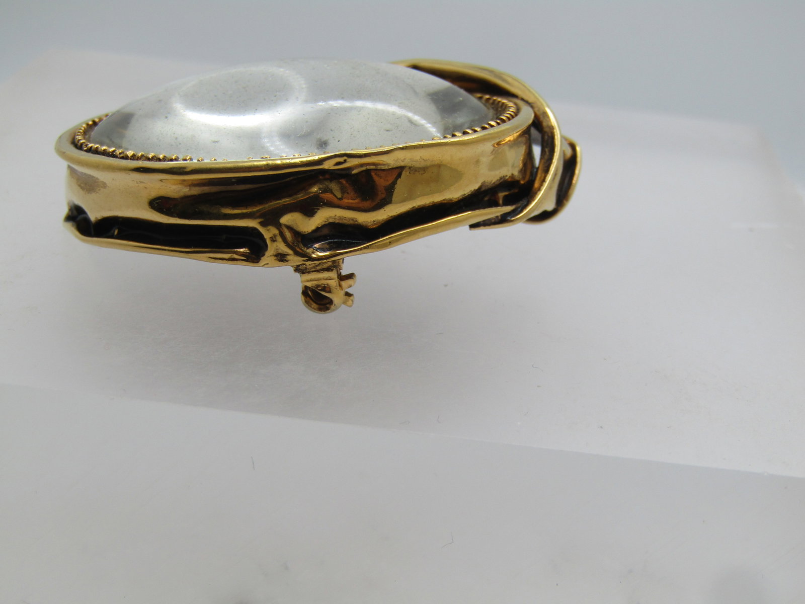 Vintage Looking Glass Brooch, 1980's, Mod/Abstract, 2" - 2