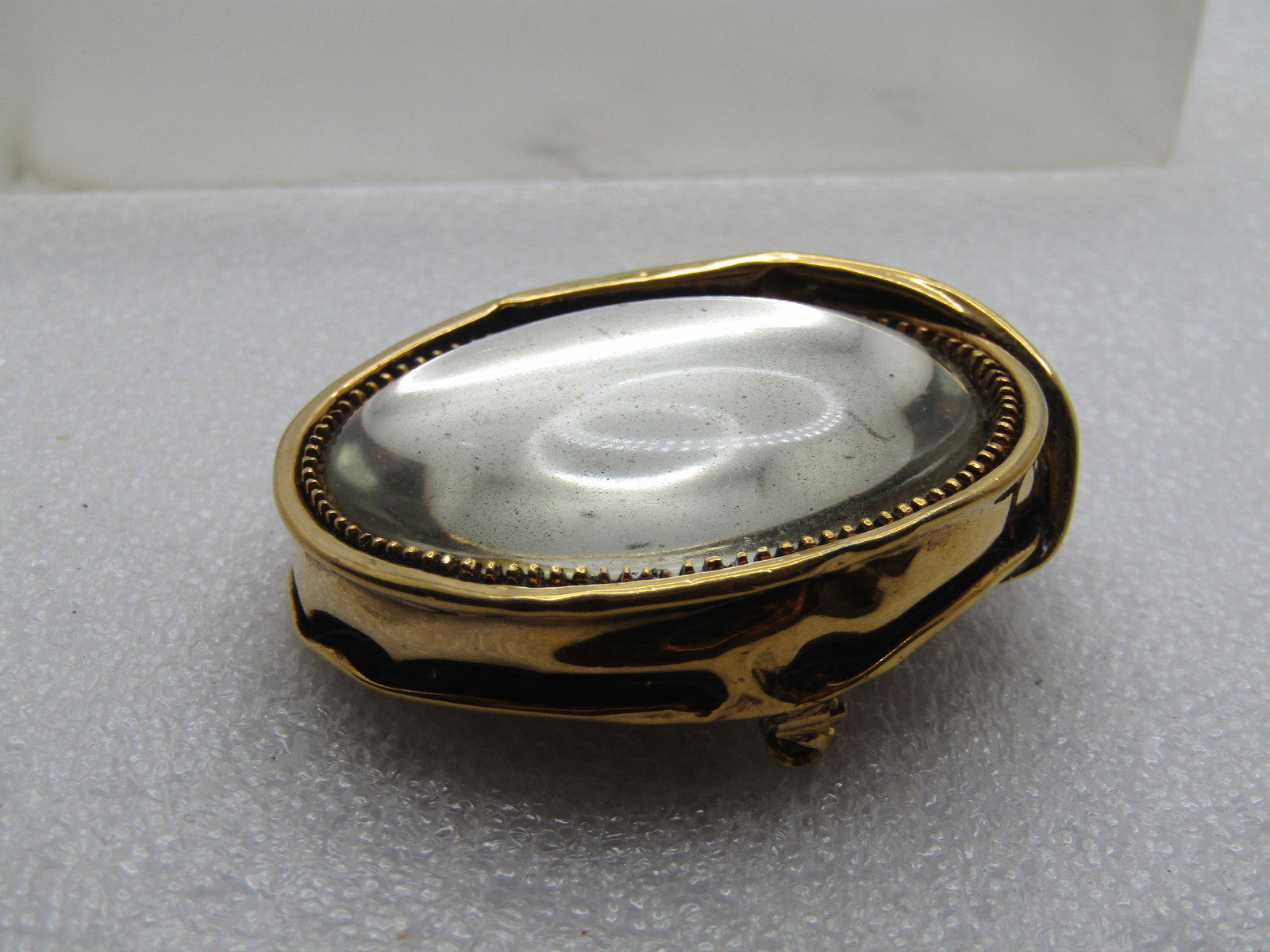 Vintage Looking Glass Brooch, 1980's, Mod/Abstract, 2" - 3