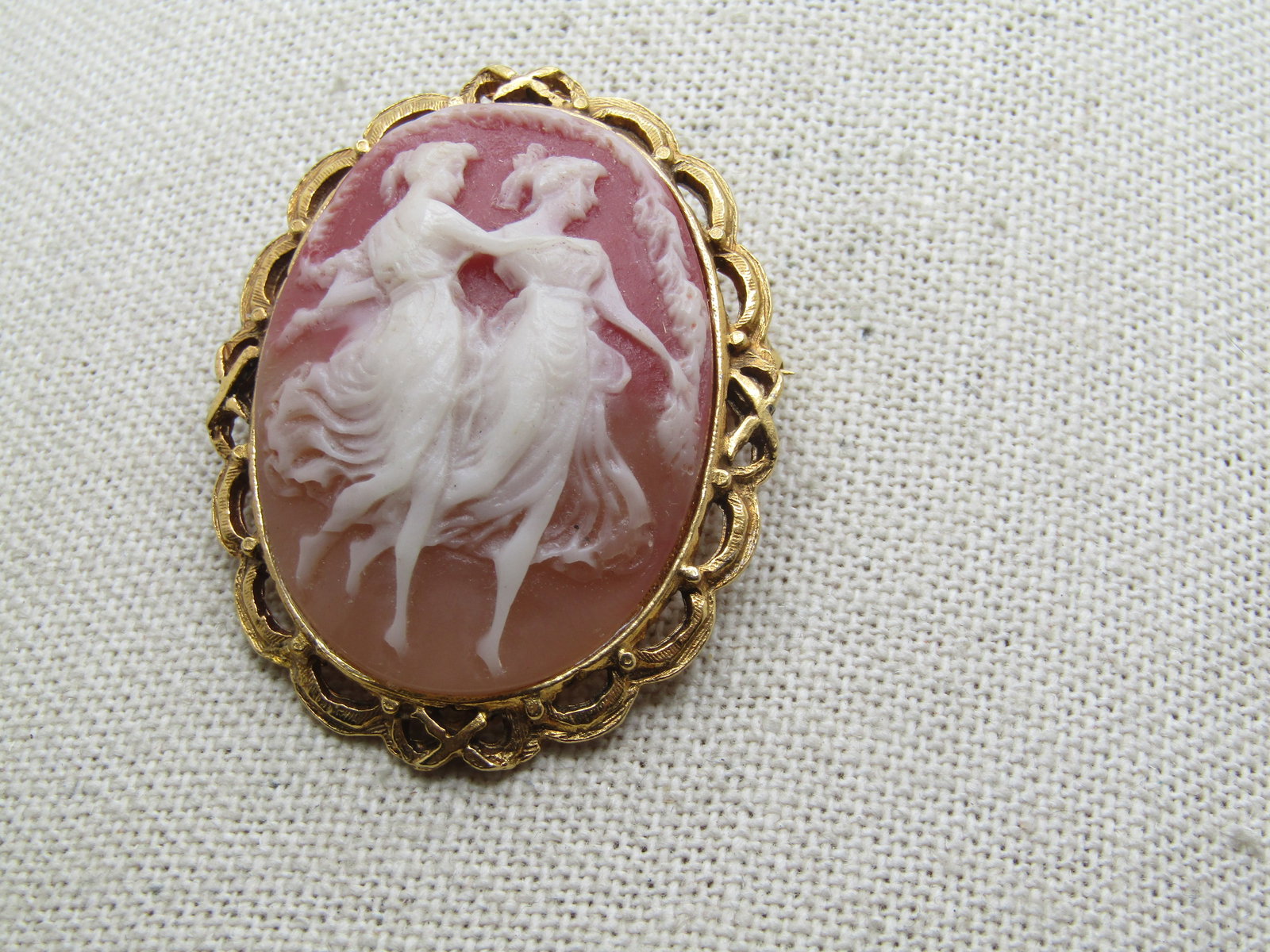 Vintage Two Graces Dancing Cameo Brooch, 1960's - 2