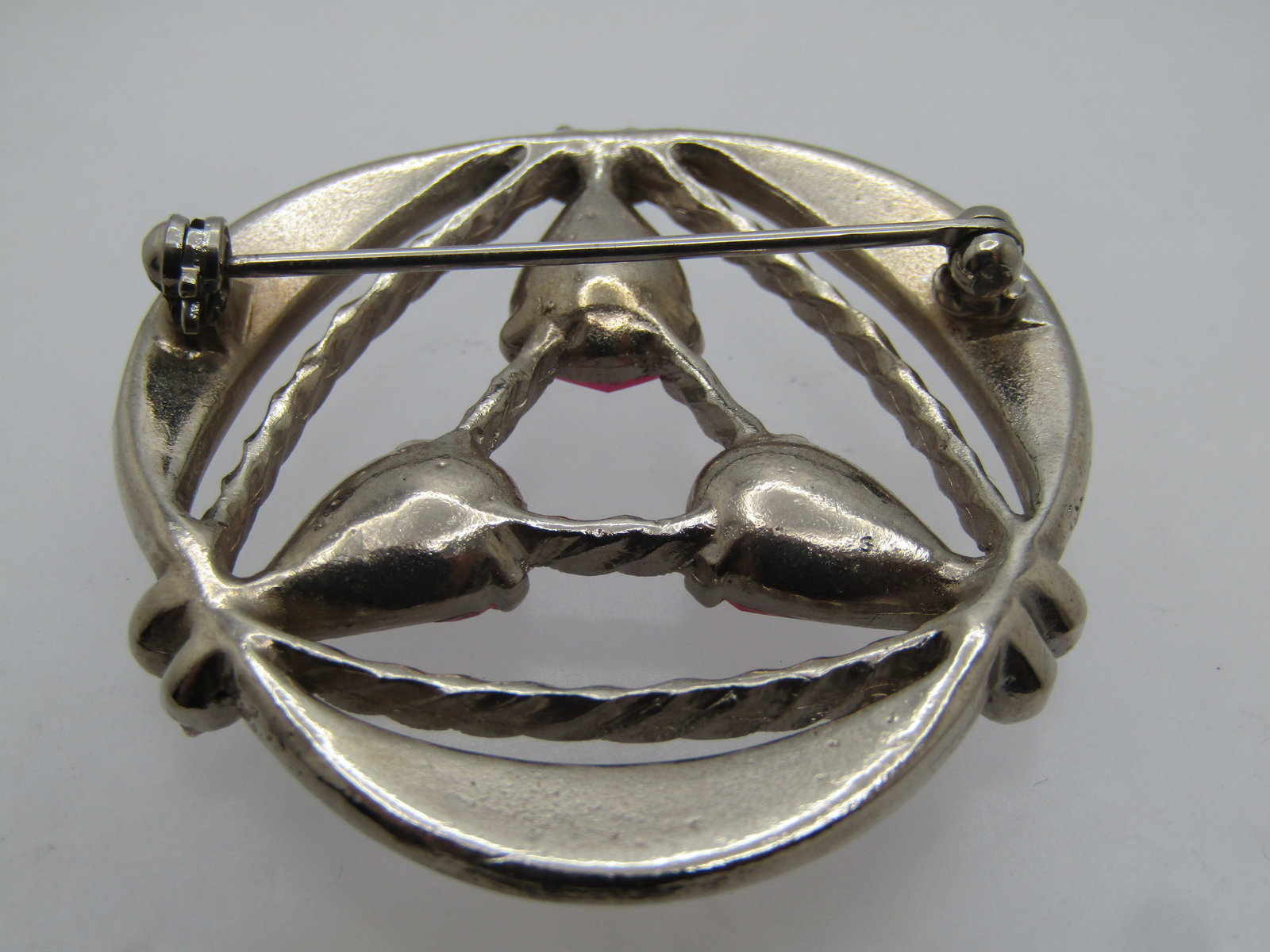 Vintage Pink Rhinestone Brooch, Mod Design, 1960's-1970's - 4