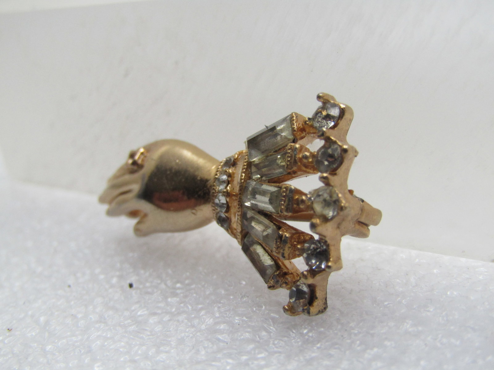 Vintage Hand with Rhinestones Sleeve Brooch, 1950's-1960's - 2