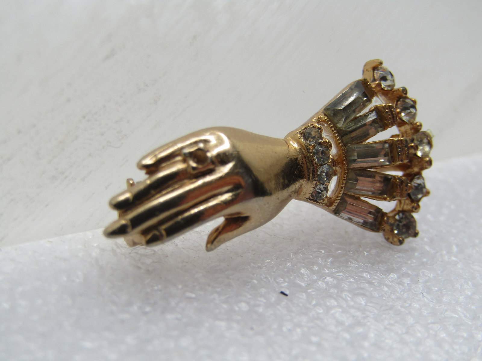 Vintage Hand with Rhinestones Sleeve Brooch, 1950's-1960's - 3