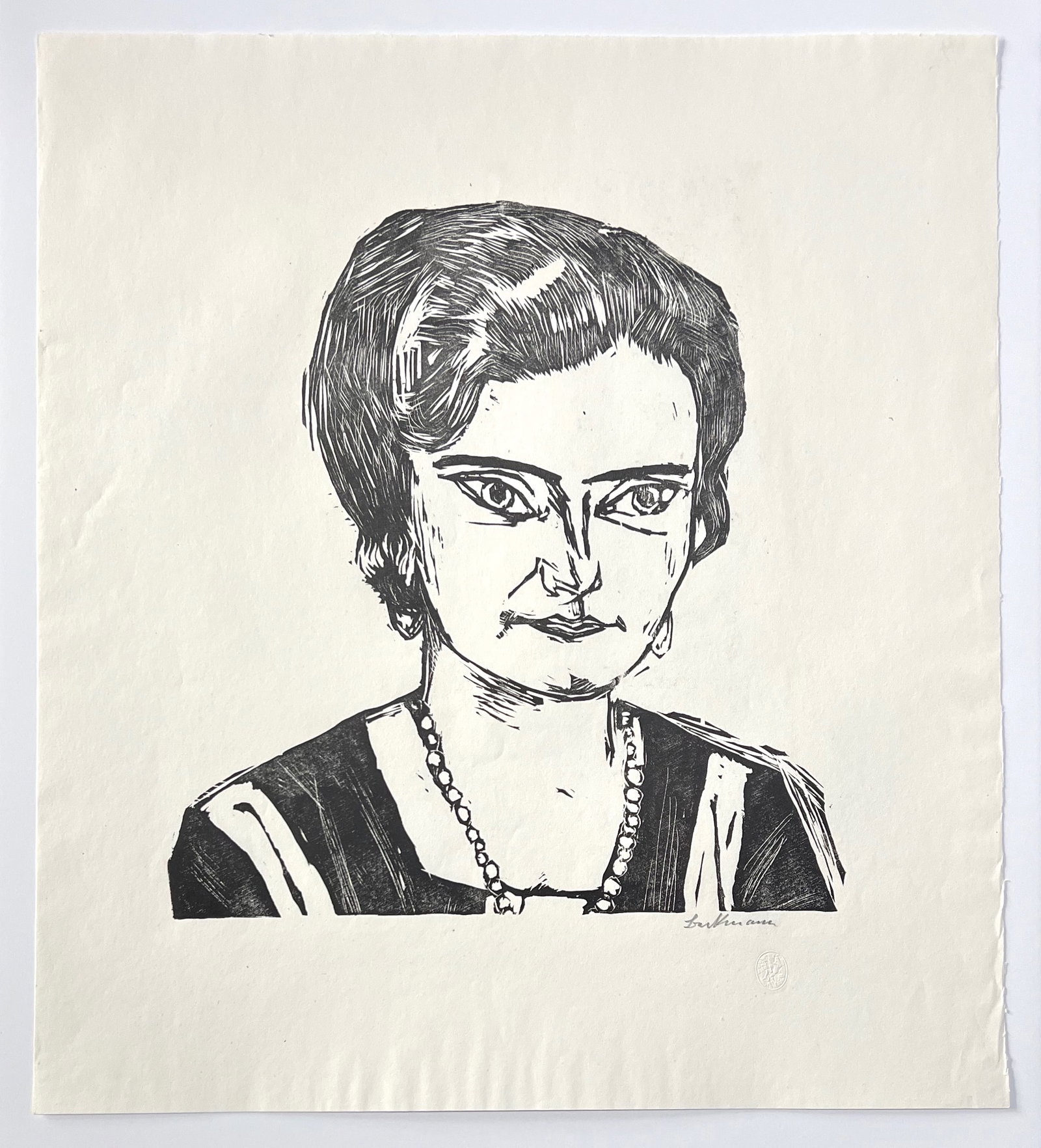 Max Beckmann Bildnis Frau H.M. Naila signed original woodcut: Title:Max Beckmann Bildnis Frau H.M. Naila signed original woodcutDescription:Medium: original woodcut. Signed in pencil. Catalogue reference: Hofmaier 282 IV BB. Printed in Germany in 1923 for the