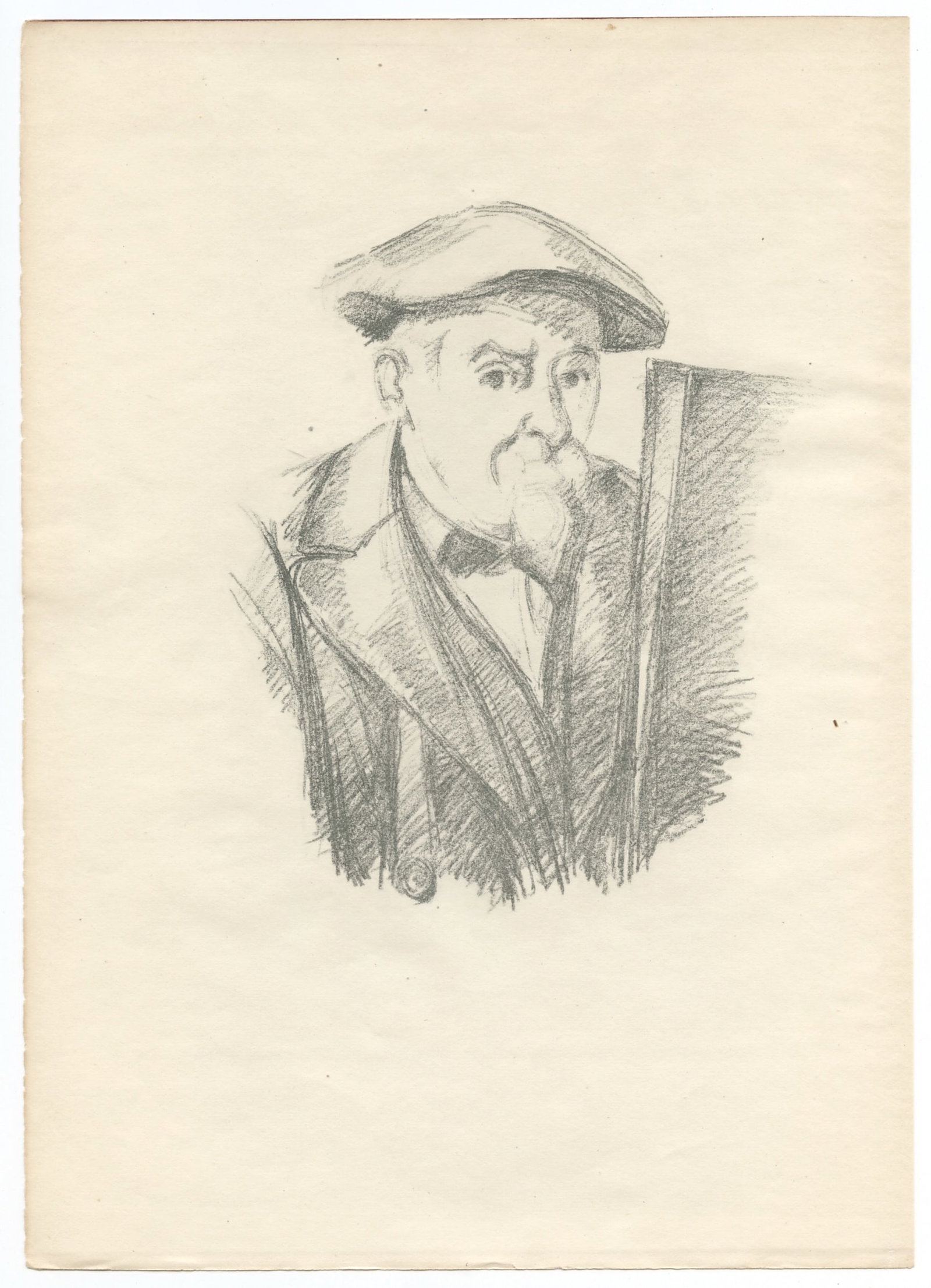 Paul Cezanne "Self Portrait" lithograph: Title:Paul Cezanne "Self Portrait" lithographDescription:Medium: lithograph (in smaller size after the original lithograph). This edition was published in Germany by Cassirer ca. 1903, and is now