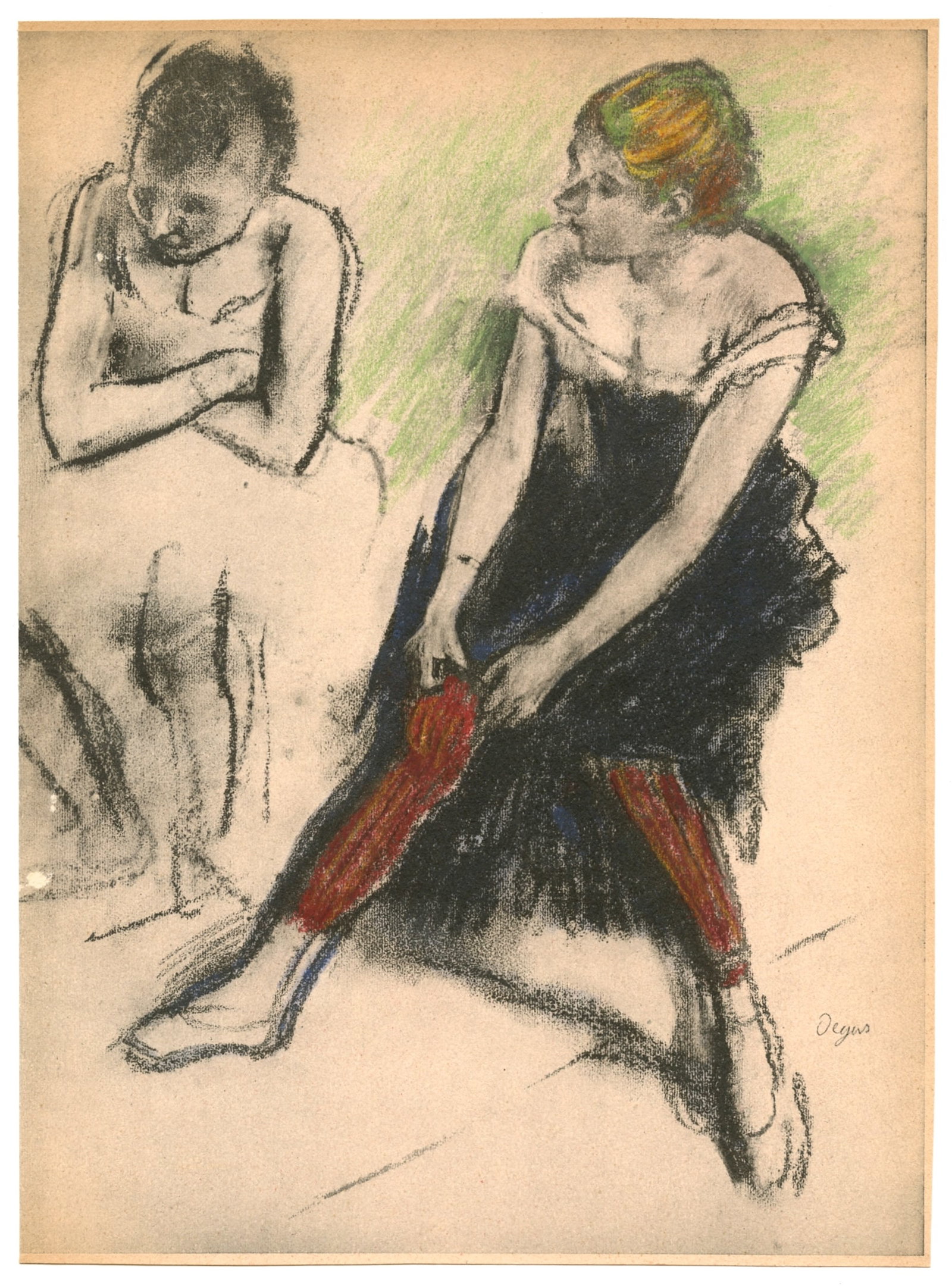Edgar Degas pochoir "Danseuse aux bas rouges": Title:Edgar Degas pochoir "Danseuse aux bas rouges"Description:Medium: pochoir (after the pastel). Printed in Paris in 1919 and published by Henri Floury for the rare Paul Lafond catalogue