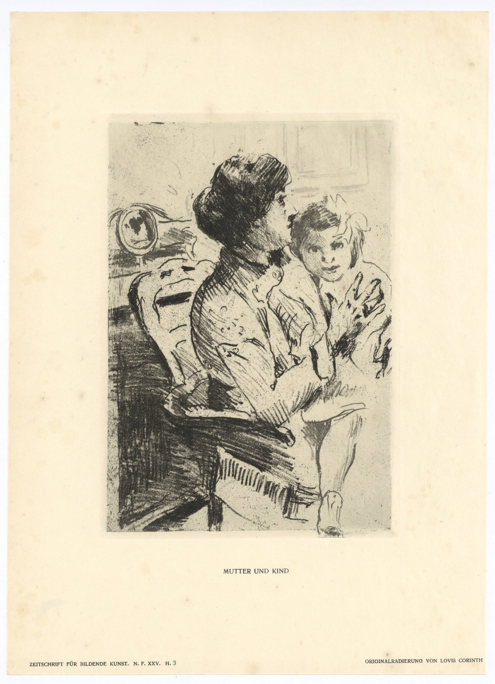 Lovis Corinth original etching "Mutter und Kind" - 2