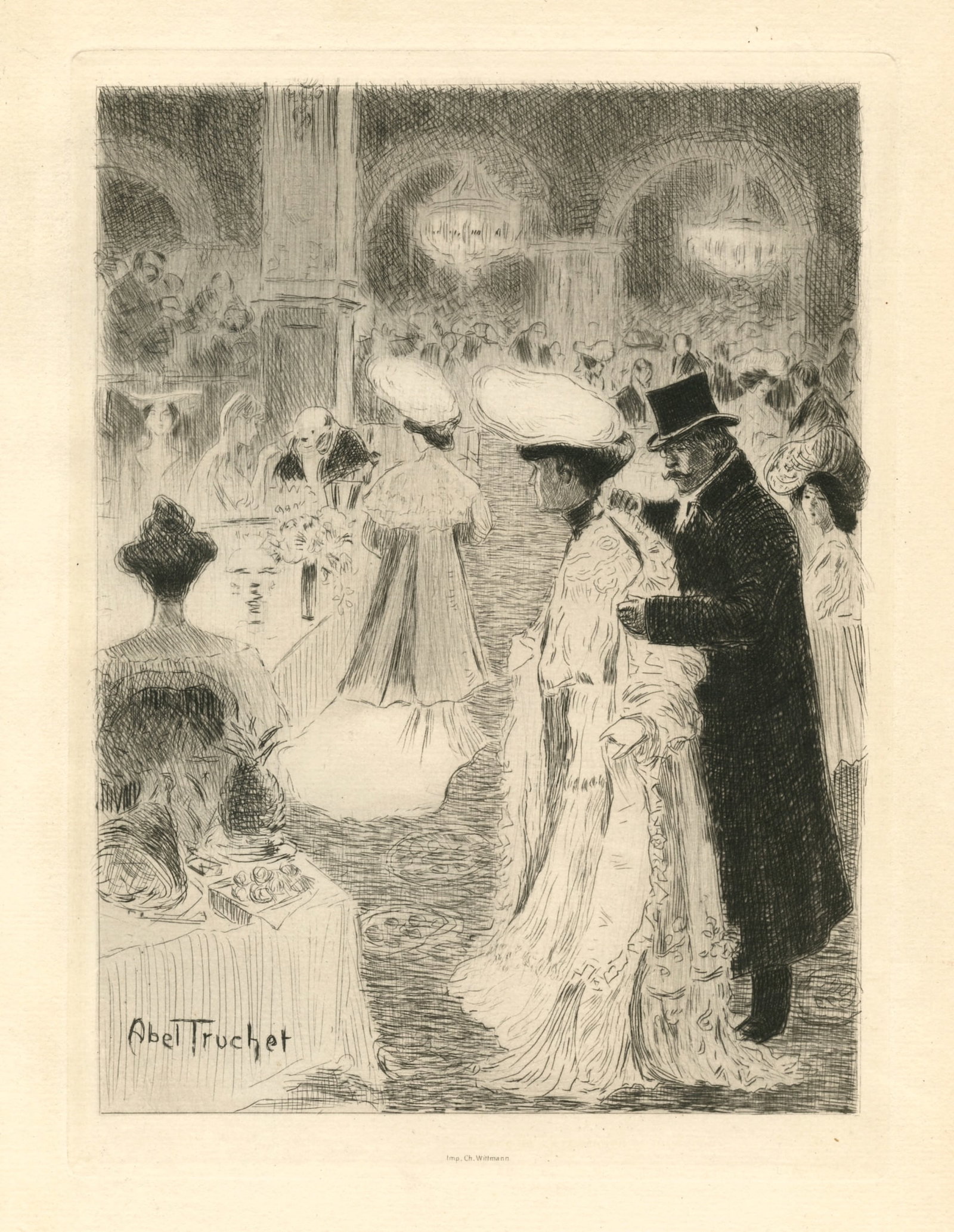 Louis Abel-Truchet original etching "Le Cafe de Paris": Title:Louis Abel-Truchet original etching "Le Cafe de Paris"Description:Medium: original etching. Printed in 1904 at the Chardon Wittmann atelier and published in Paris by the Revue de l'art ancien