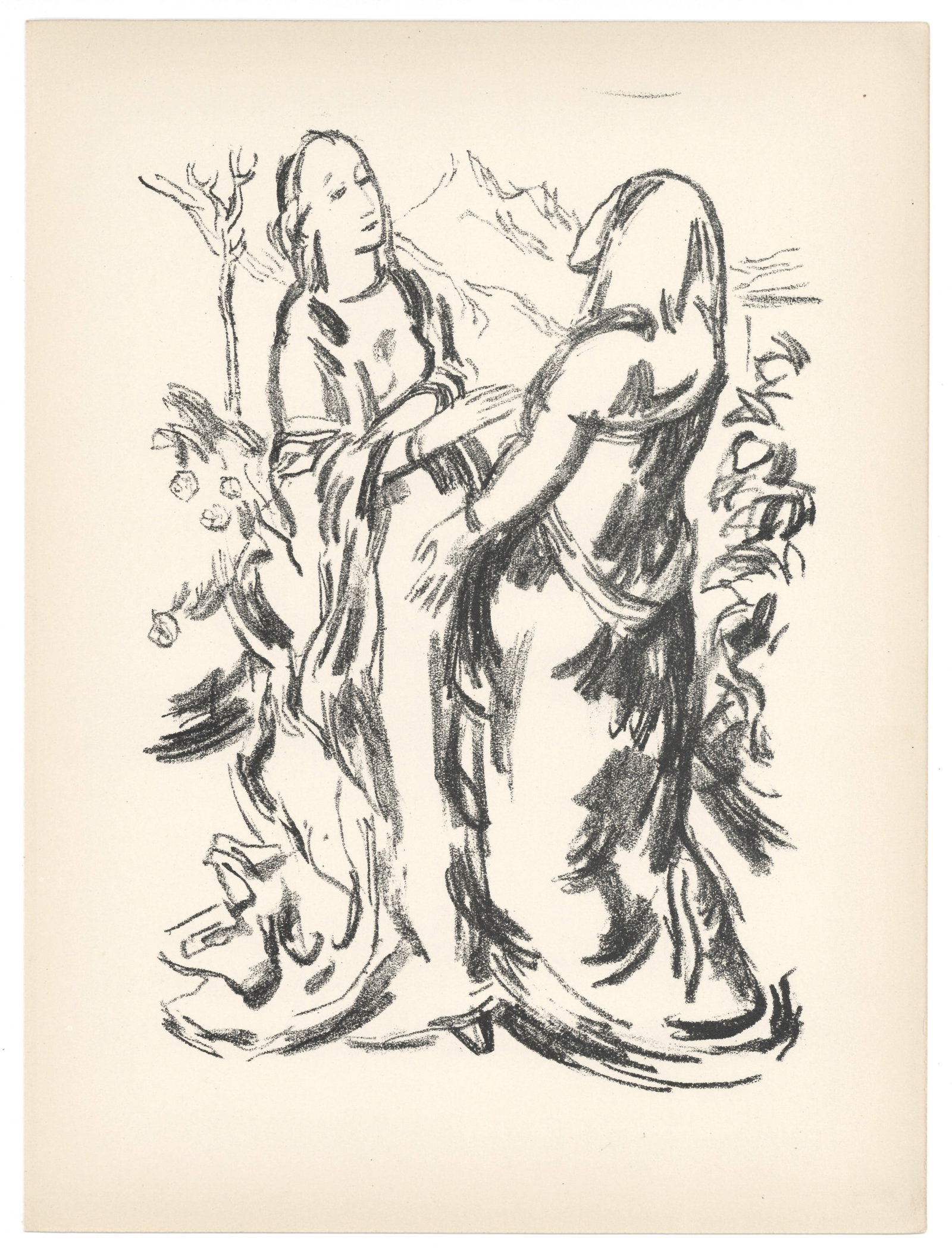 Karl Caspar original lithograph The Visitation (Heimuchung) (1 of 1)