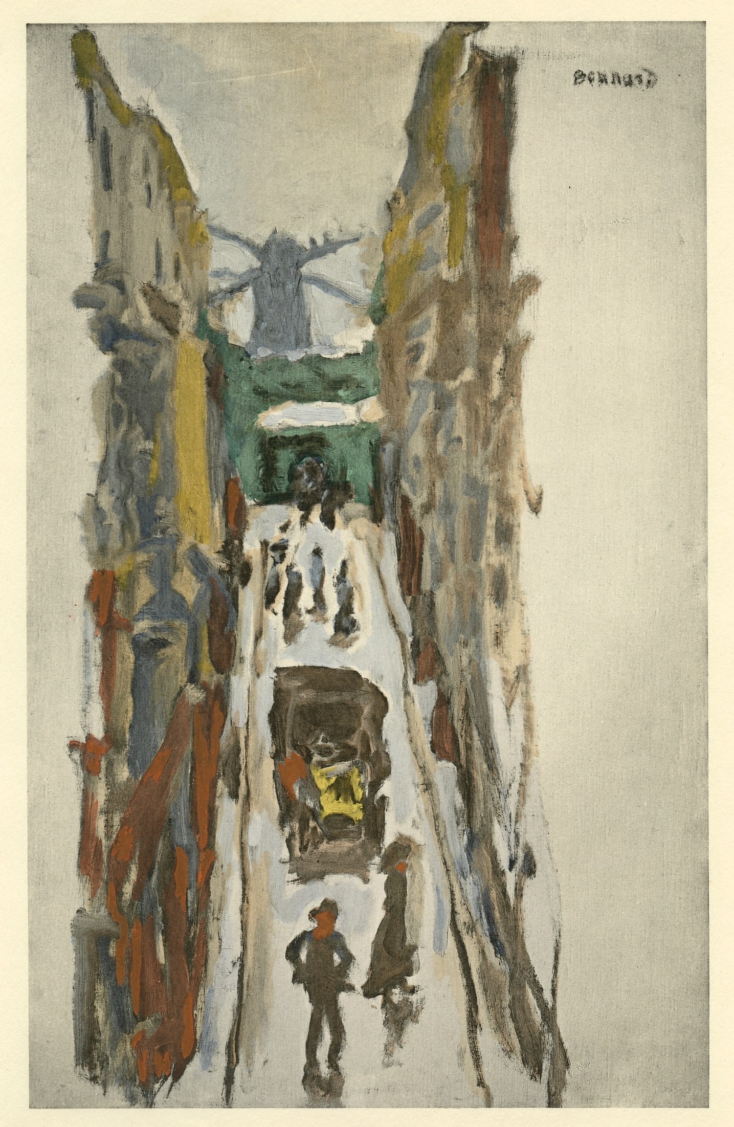 Pierre Bonnard "La rue Tholoze" pochoir: Title:Pierre Bonnard "La rue Tholoze" pochoir Description:Medium: pochoir (after the painting). Printed in 1927 and published in Paris by Albert Morance for "L'Art d'Aujourd'hui", and now very scarce.