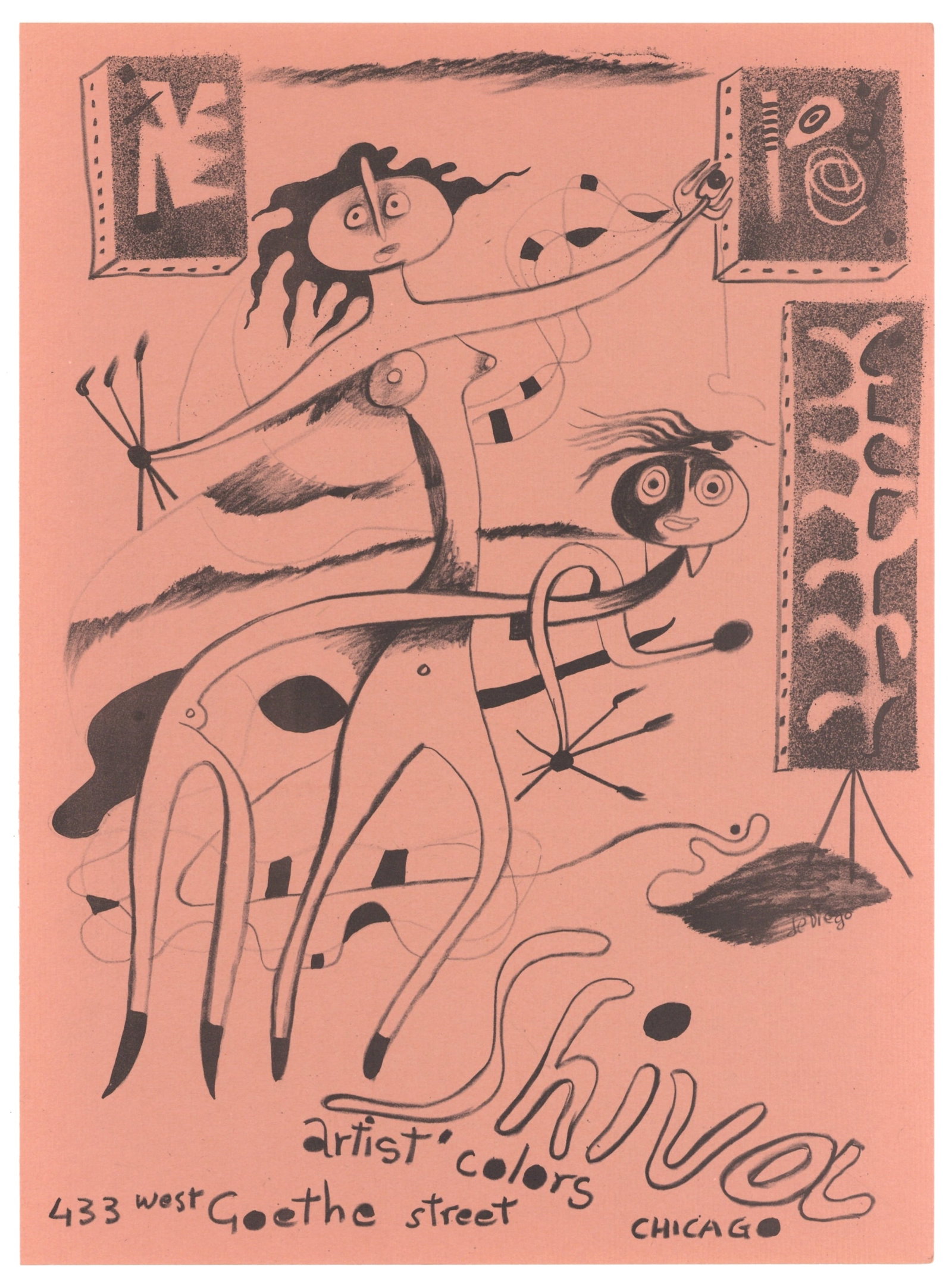 Julio de Diego original lithograph: Title:Julio de Diego original lithographDescription:Medium: original lithograph. This lithograph was printed in 1950 for the "Improvisations" portfolio, published by the Artists Equity Association of