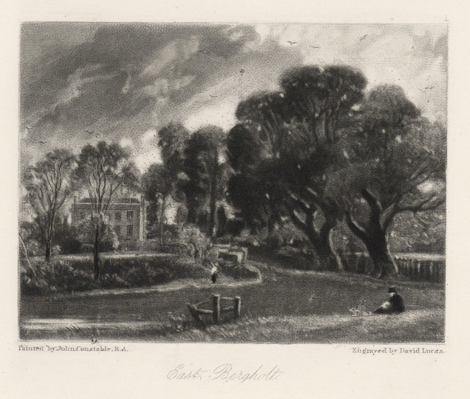 John Constable mezzotint "East Bergholt": Title:John Constable mezzotint "East Bergholt"Description:Medium: mezzotint (engraved by David Lucas after the John Constable painting). Printed in 1855 on cream wove paper for the "English Landscape