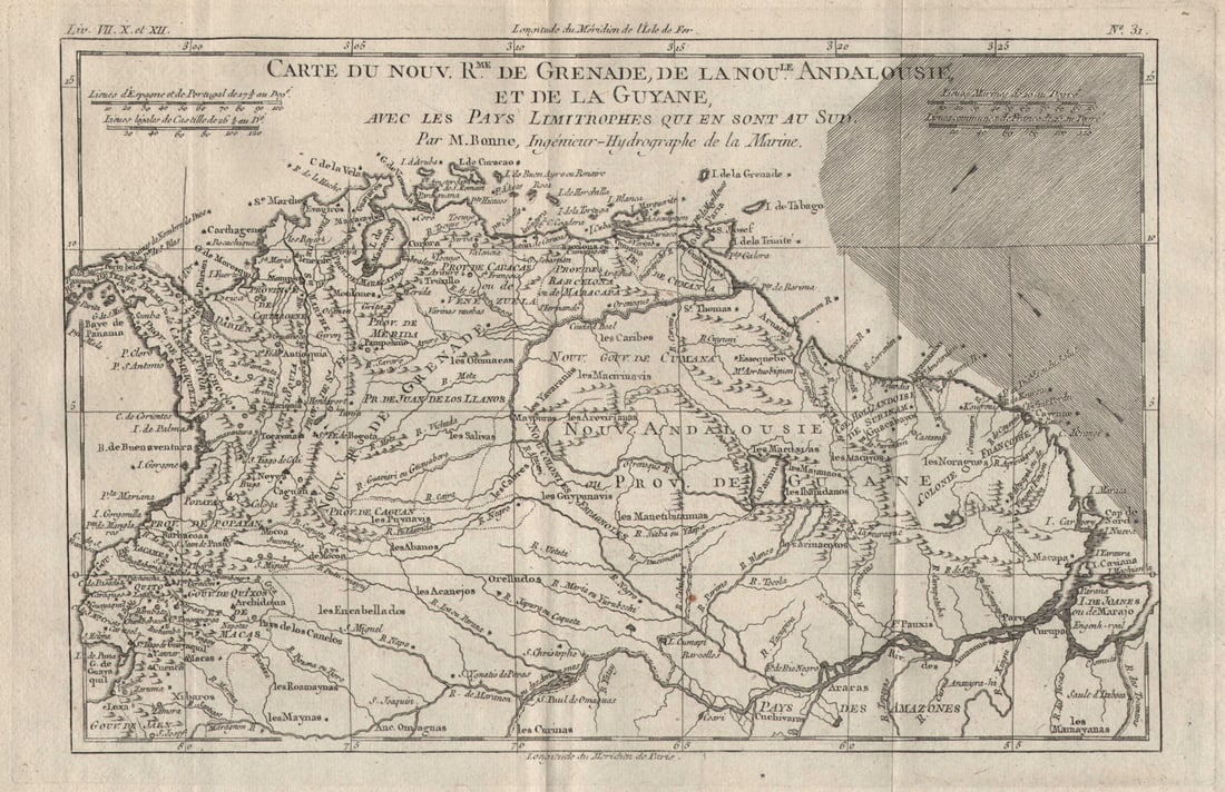 Carte du Nouveau Royaume de Grenade… Colombia Venezuela Guyana. BONNE 1780 map (1 of 1)