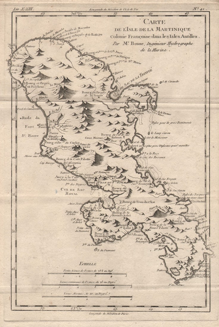 Carte de l'Isle de la Martinique, Colonie Françoise…. Antilles. BONNE 1780 map (1 of 1)