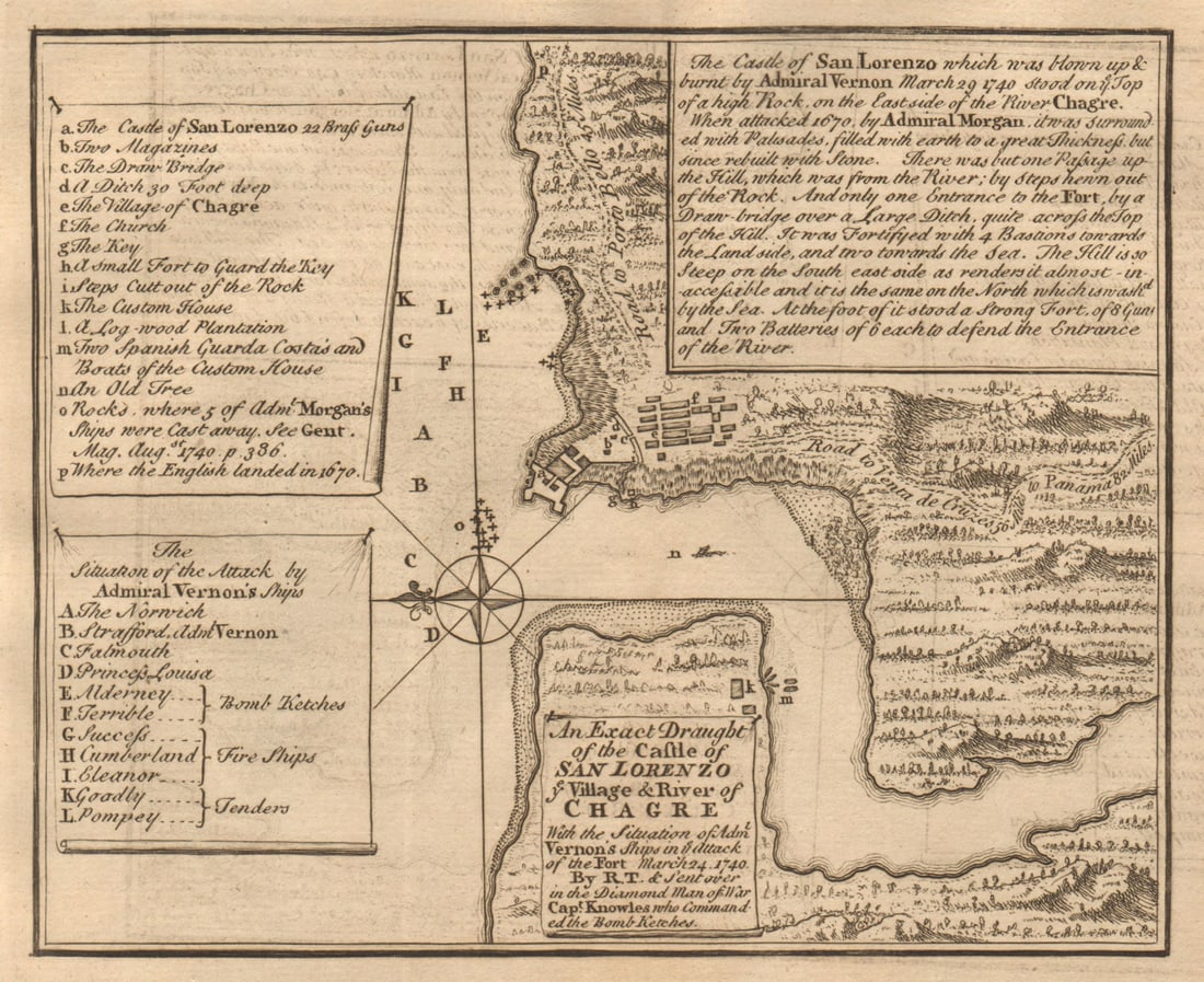 An exact draught of the castle of San Lorenzo… Chagres Panama GENTS MAG 1740 map: Title: An exact draught of the castle of San Lorenzo… Chagres Panama GENTS MAG 1740 map Description: An exact draught of the castle of San Lorenzo, ye village & River of Chagre, with the sit