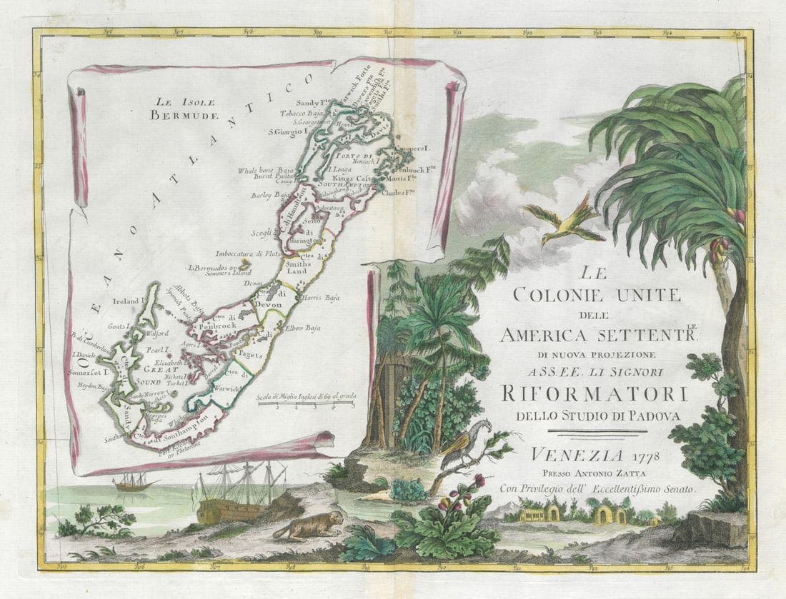 Le Colonie Unite dell America Settentrale…. Bermuda. ZATTA 1779 old map (1 of 1)