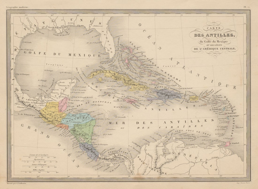 Antilles, Golfe du Mexique & Amérique Centrale. Caribbean. MALTE-BRUN c1871 map (1 of 1)