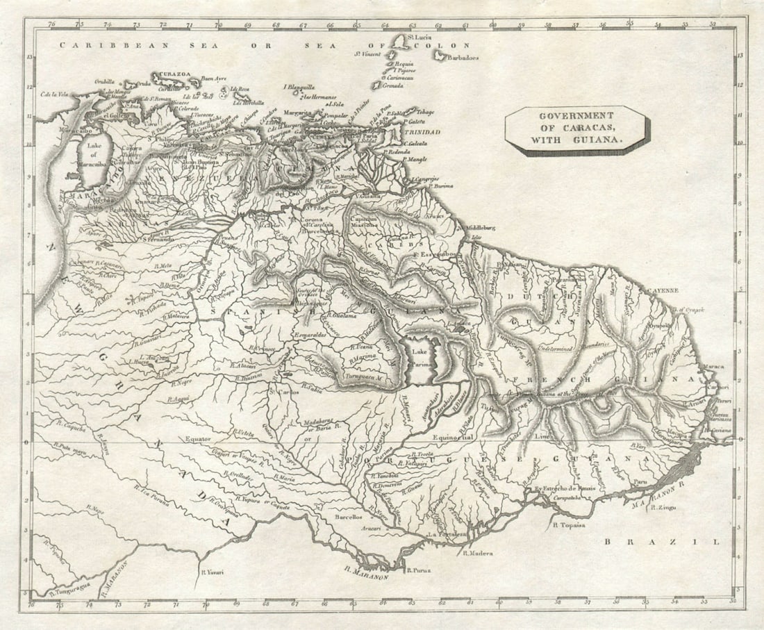 Government of Caracas with Guiana by Arrowsmith & Lewis. Venezuela 1812 map (1 of 1)