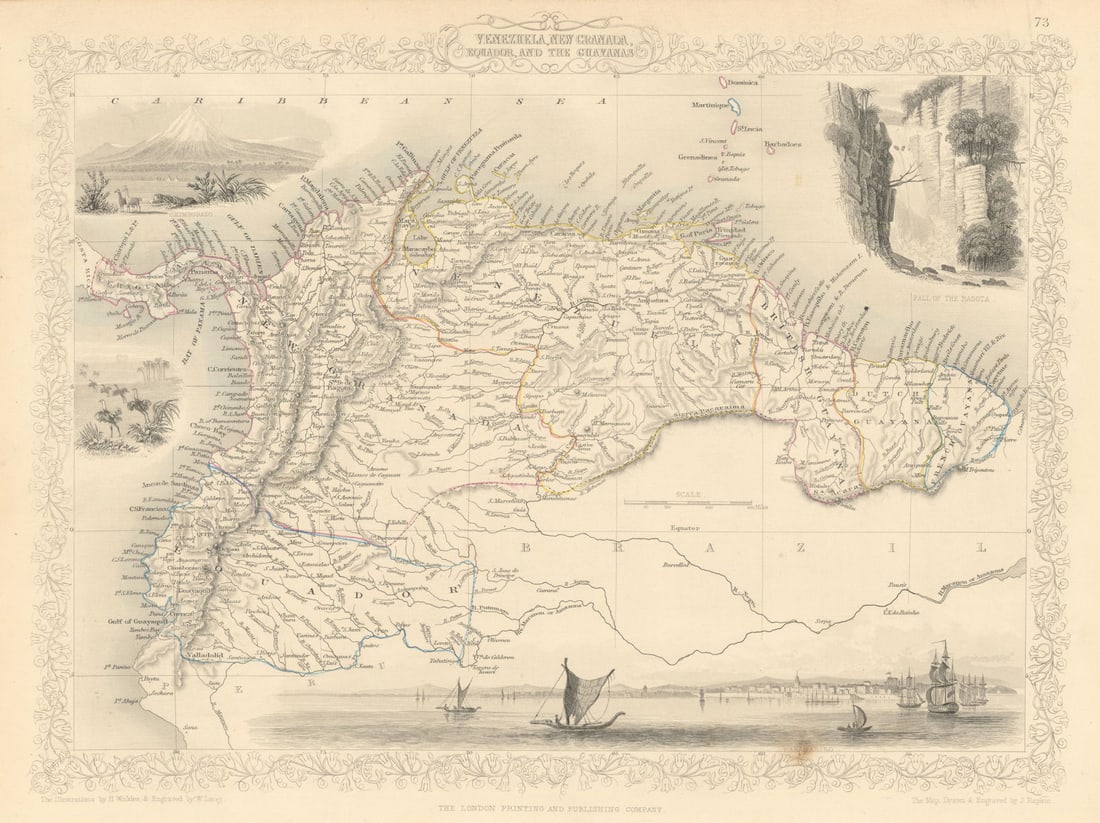 VENEZUELA, NEW GRANADA, EQUADOR & THE GUYANAS. Ecuador. RAPKIN/TALLIS 1851 map (1 of 1)